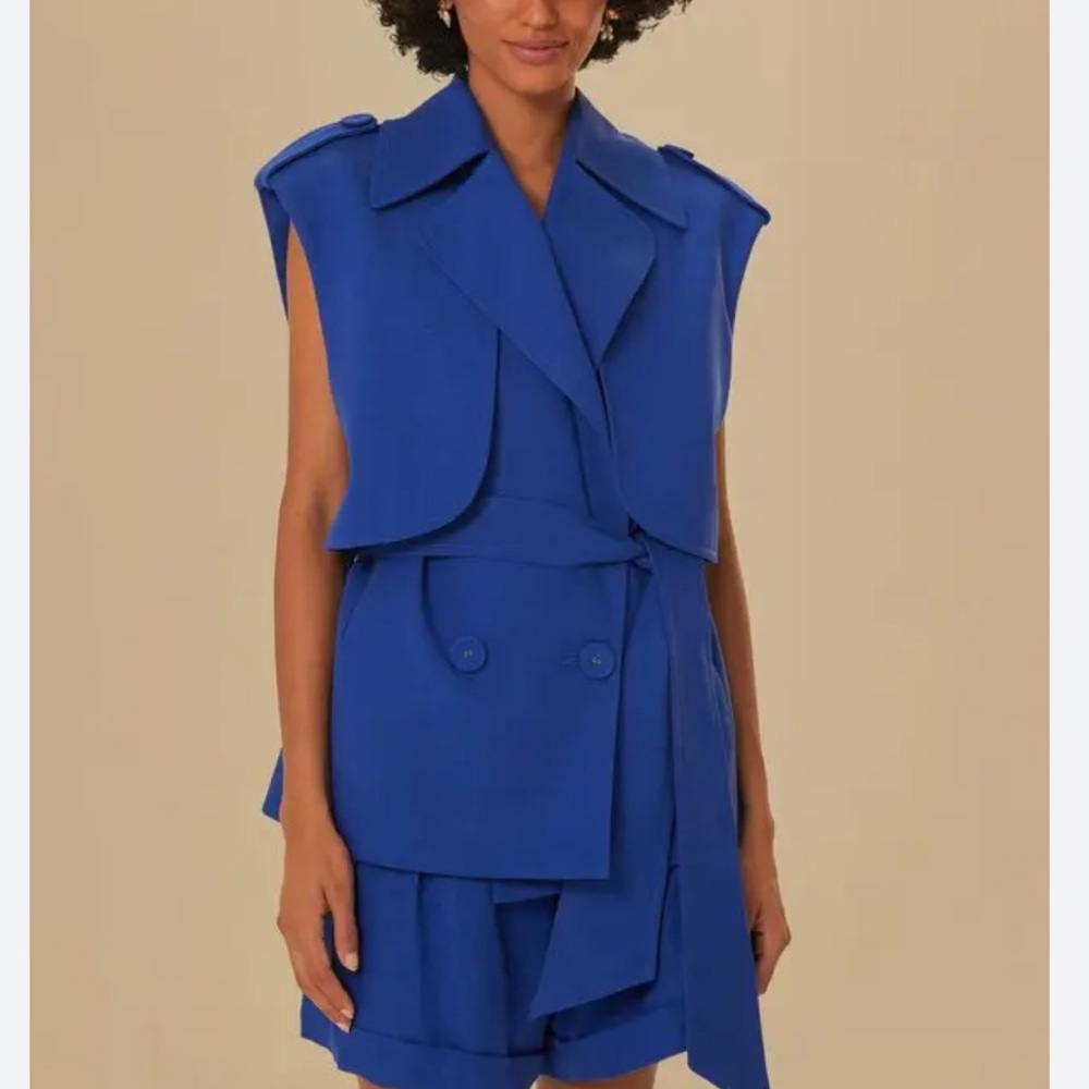 New FARM Rio Vibrant Blue Sleeveless Cape Vest